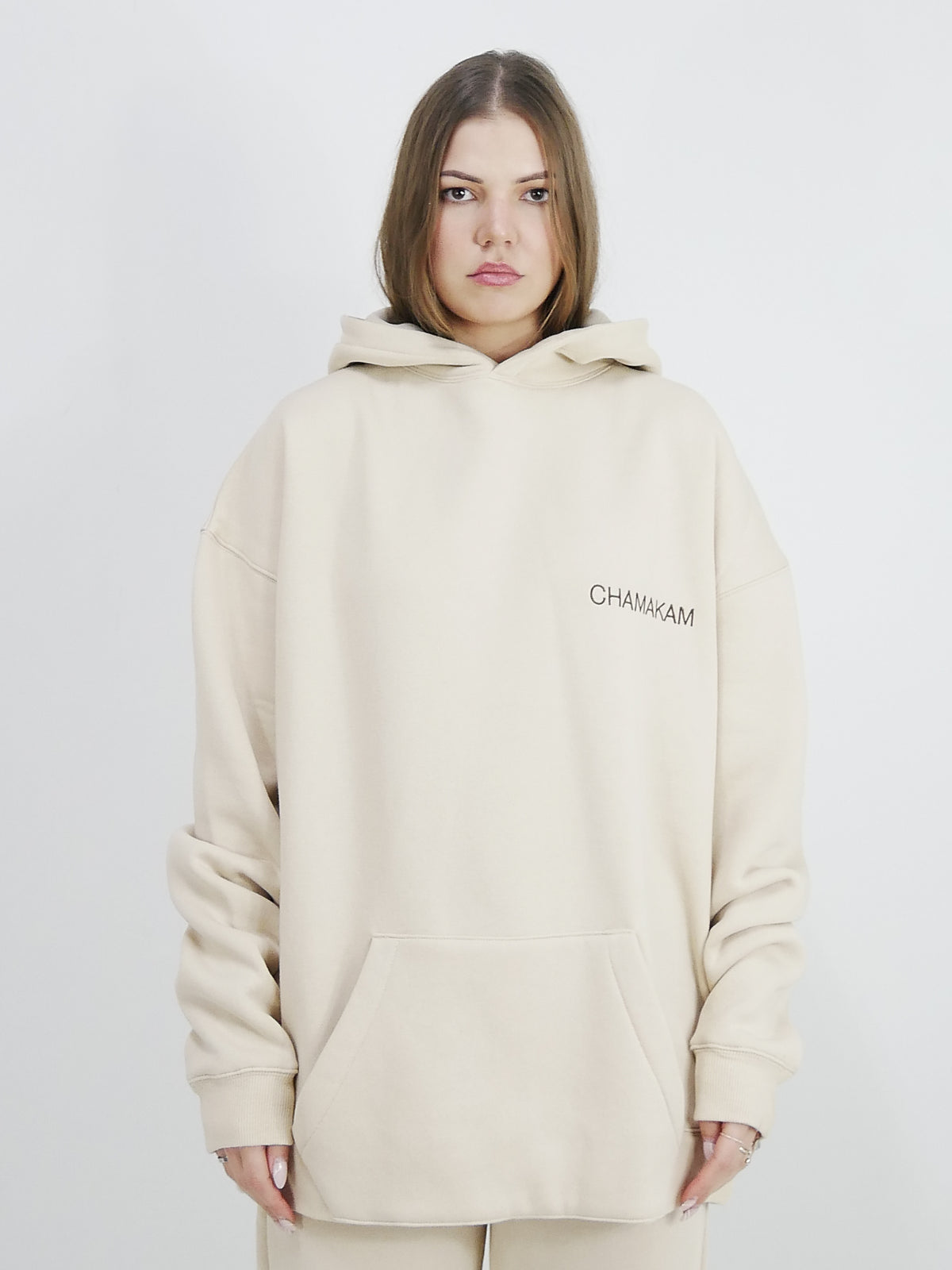 Chamakam Organic Oversized Premium Hoodie Cream - Soulsideshop