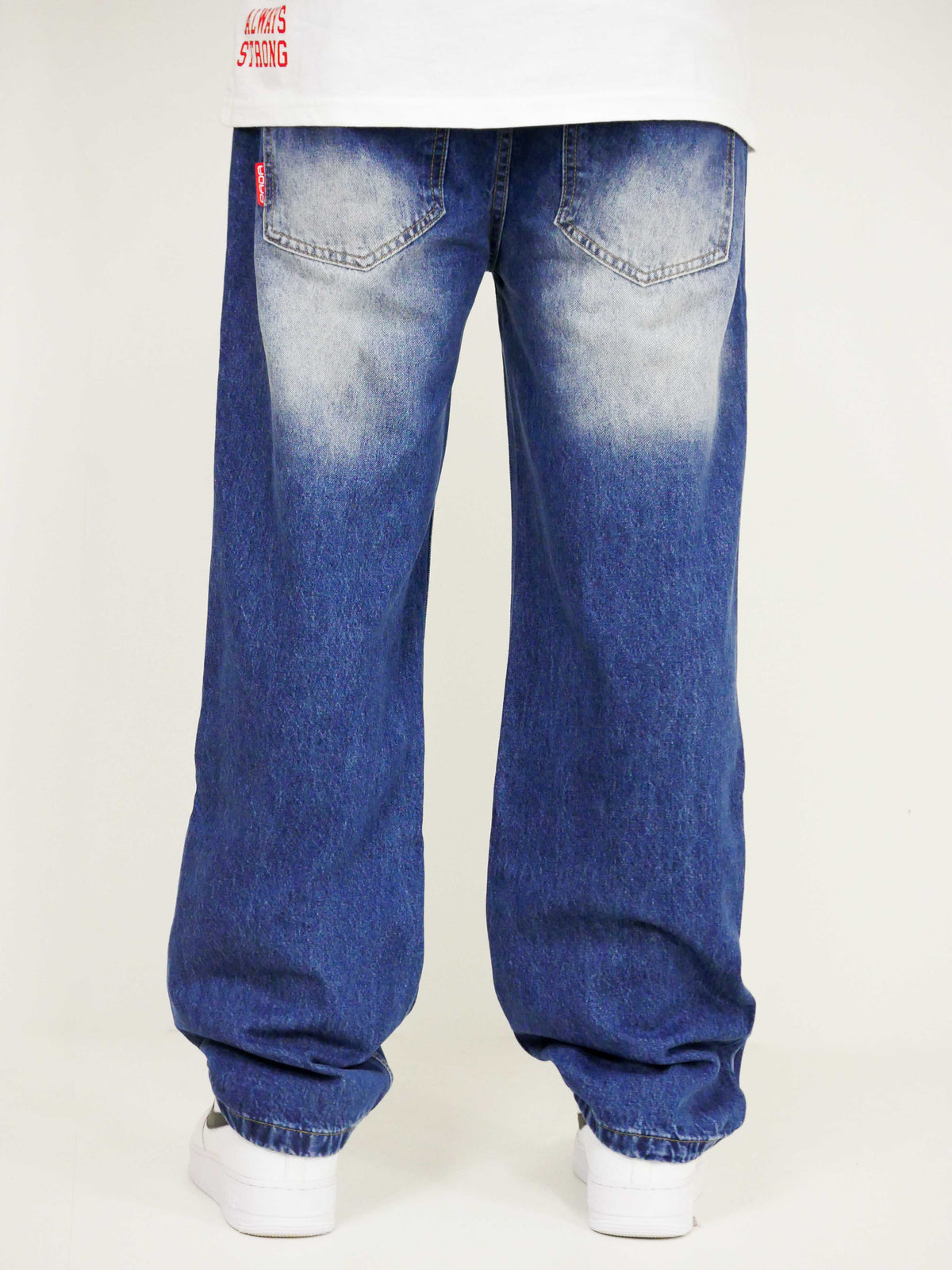 Dada Supreme Front Logo Destroyed Loose Fit Jeans Blue Washed - Soulsideshop