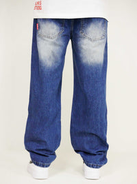 Dada Supreme Front Logo Destroyed Loose Fit Jeans Blue Washed - Soulsideshop
