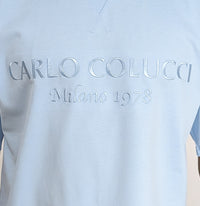 Carlo Colucci Oversized-Shirt Basic Logo Unicolor Babyblue