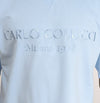 Carlo Colucci Oversized-Shirt Basic Logo Unicolor Babyblue