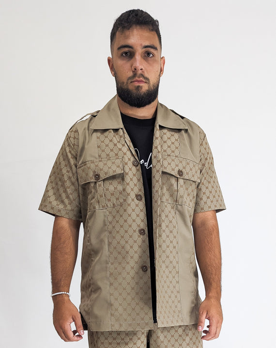Massari Mandela Diamond Suit Shirt Beige