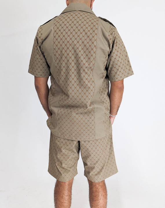 Massari Mandela Diamond Suit Shorts Beige
