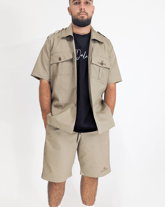 Massari Mandela Suit Short Sleeve Shirt Beige
