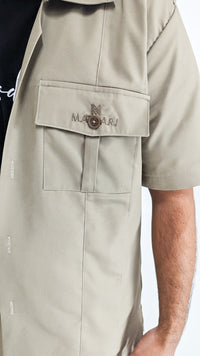 Massari Mandela Suit Short Sleeve Shirt Beige