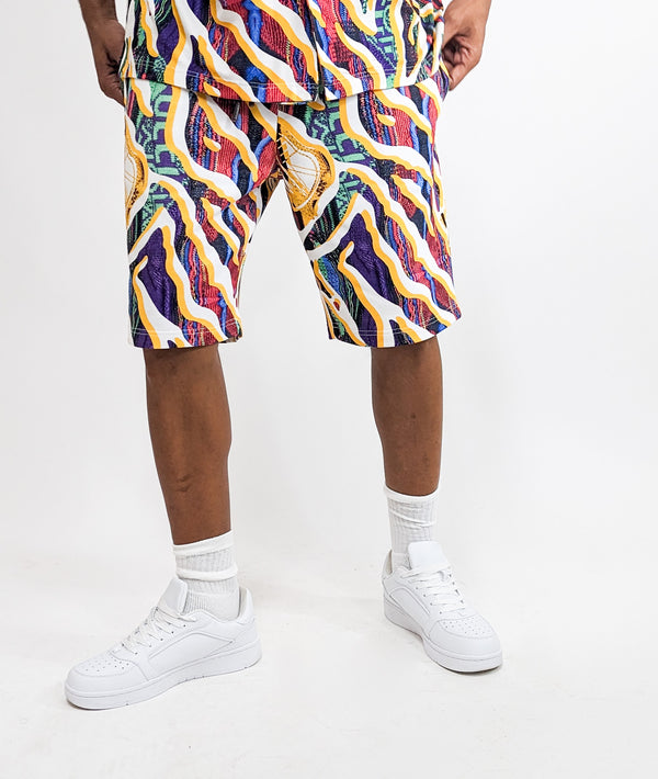 Carlo Colucci Sweatshorts Bermuda Animal Print Multicolor