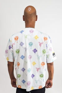 Carlo Colucci T-Shirt All Over Logo White Multicolor