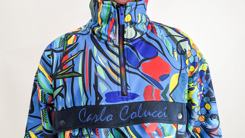 Carlo Colucci Galley Art Story Oversized Half Zip Jacket Navy