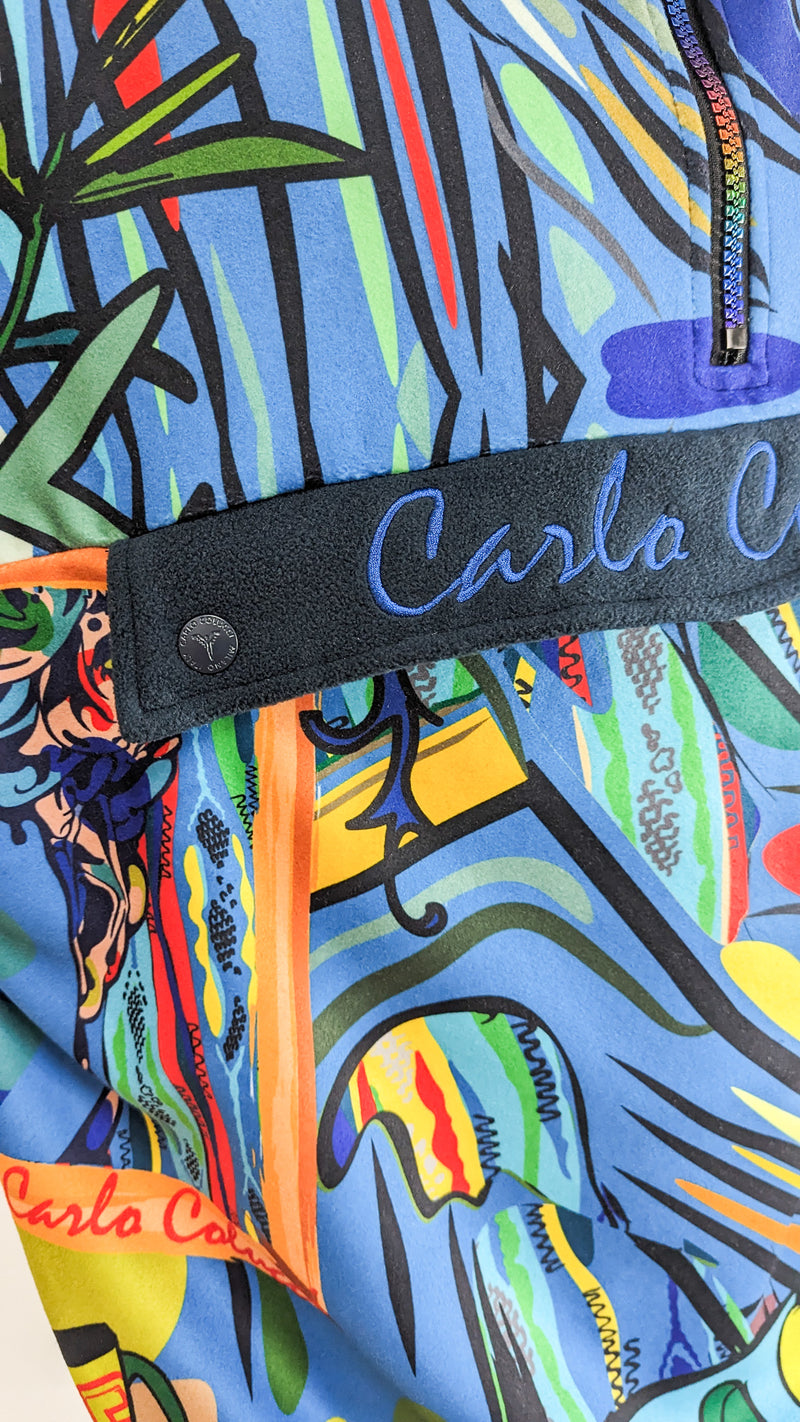 Carlo Colucci Galley Art Story Oversized Half Zip Jacket Navy