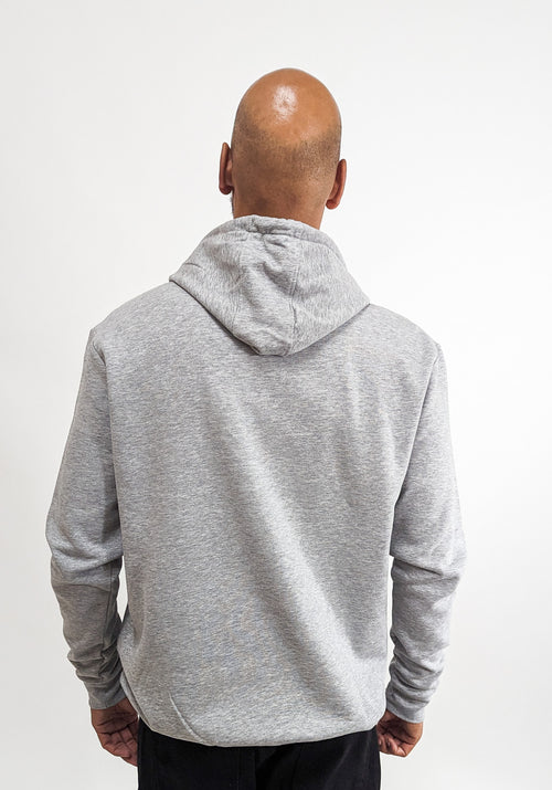Lonsdale Stotfield Hoodie Marl Grey Oxblood White