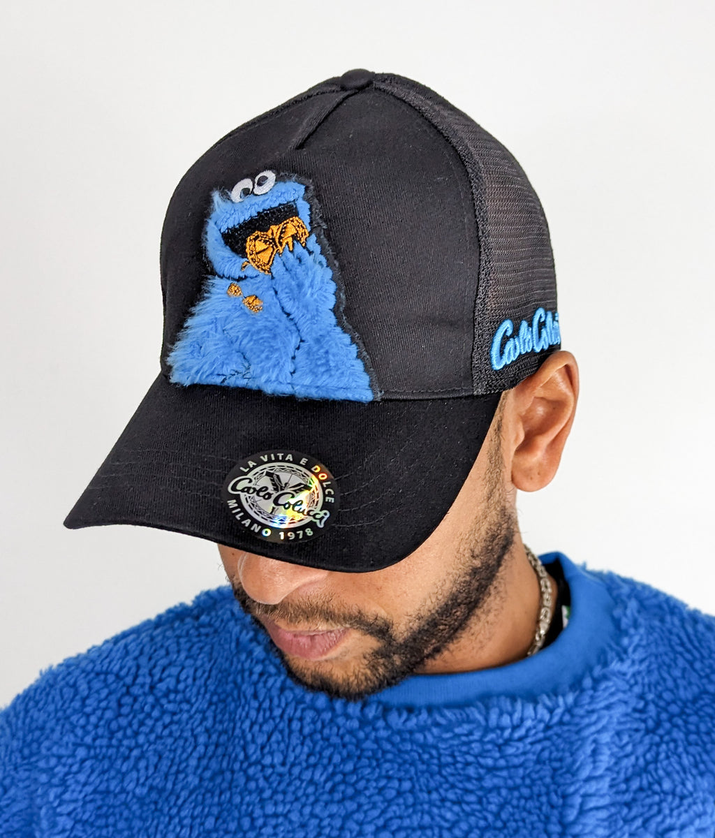 Carlo Colucci Sesame Street Cookie Monster Trucker Cap Black