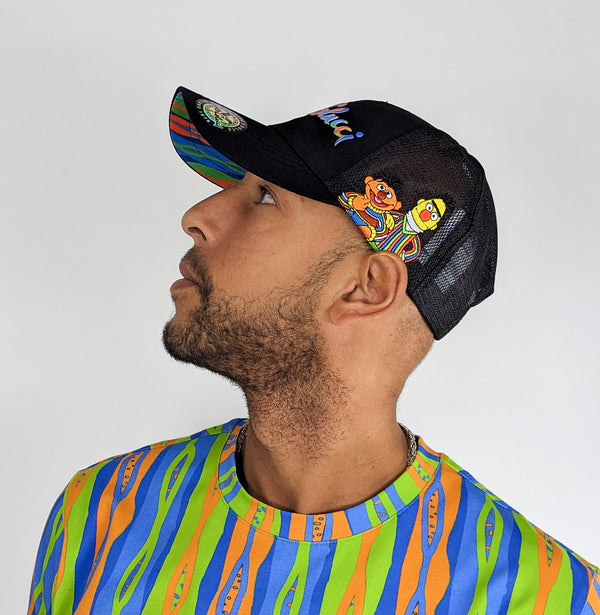 Carlo Colucci Sesame Street Erni & Bert Trucker Cap Black