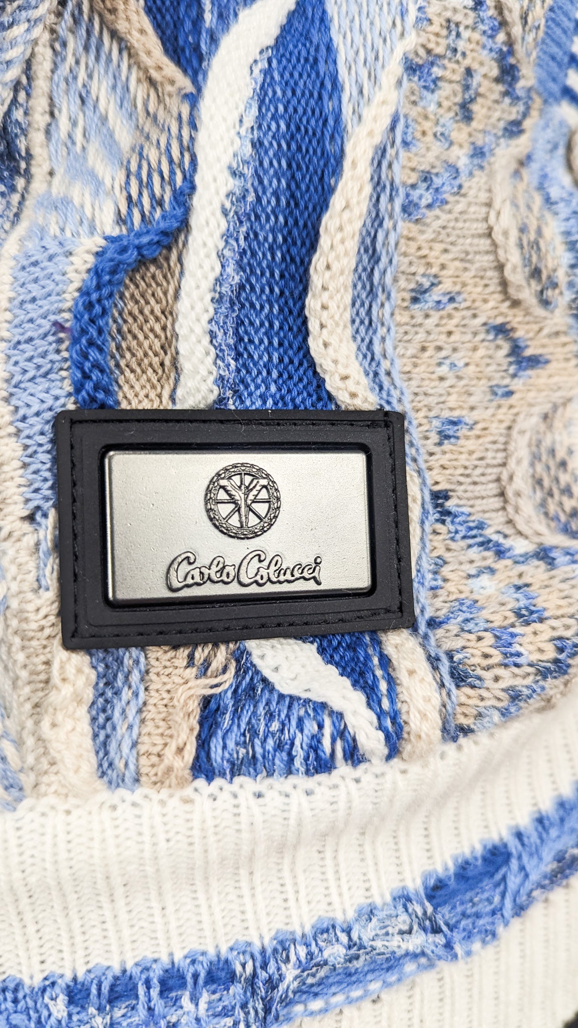 Carlo Colucci Knit Story Sweatshirt Blue Beige