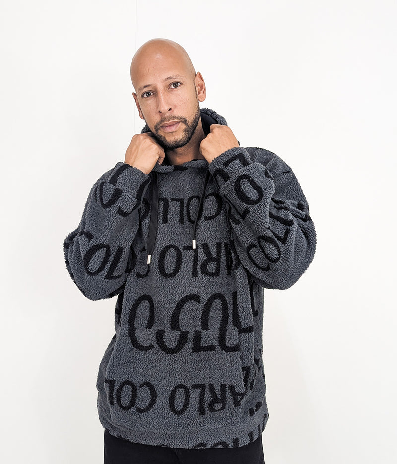 Carlo Colucci Teddy Hoodie Grey Black
