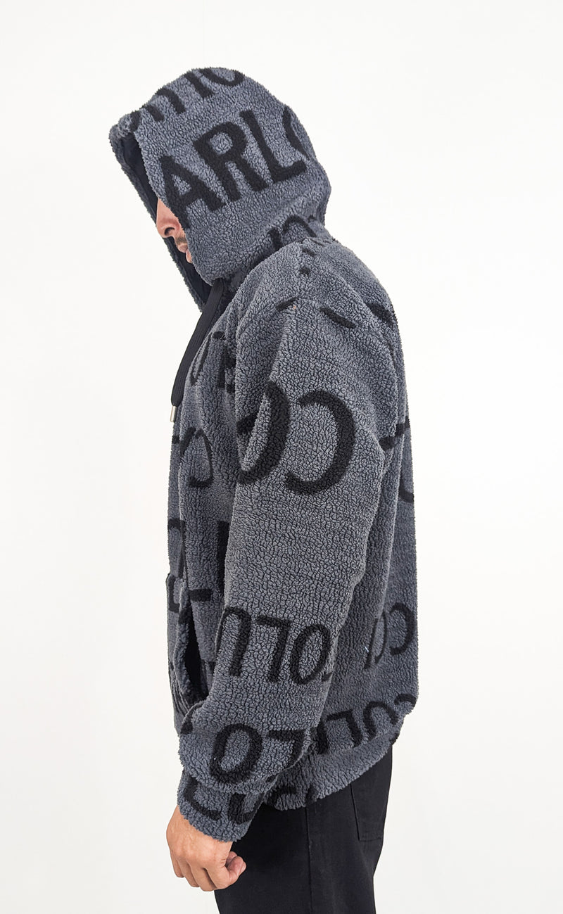 Carlo Colucci Teddy Hoodie Grey Black