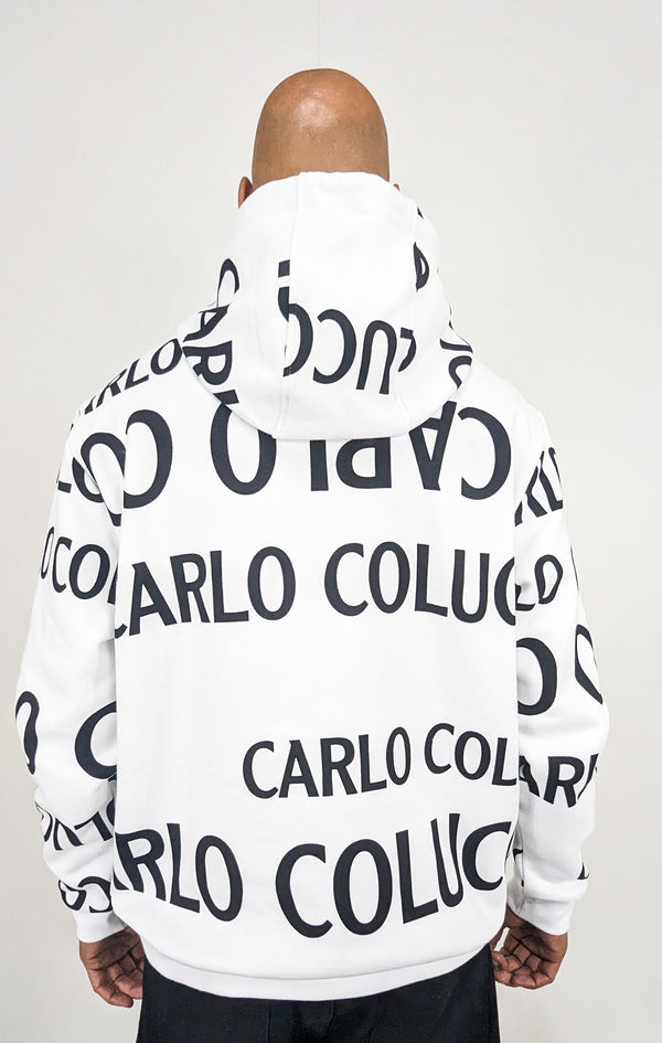 Carlo Colucci All Over Print Hoodie White
