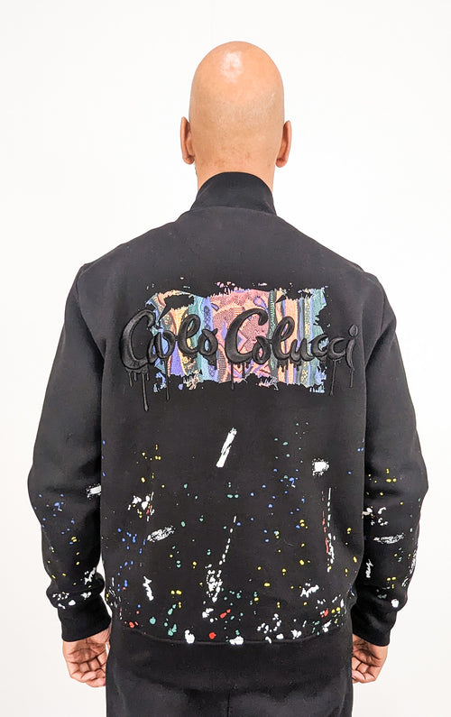 Carlo Colucci Galley Art Story Oversized Zip Jacket Black