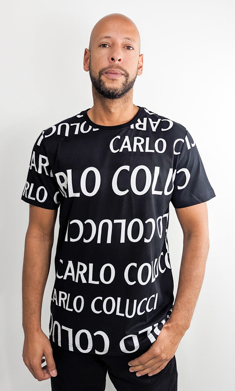 Carlo Colucci All Over Print T-Shirt Black/White
