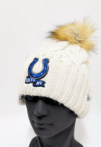 New Era NFL Indianapolis Colts Pom Knit Beanie Creme