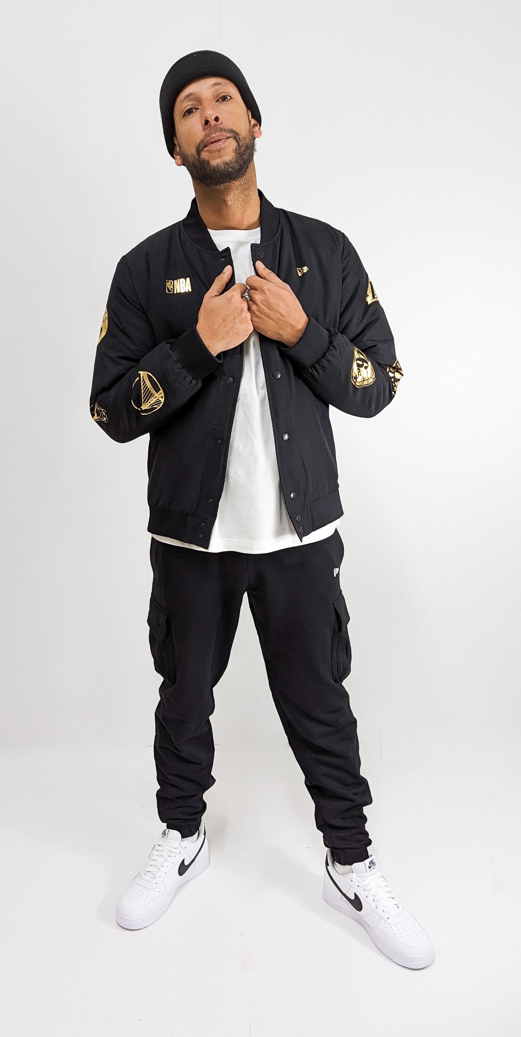 New Era NBA Foil Sleev Print Bomber Multi Black Gold Soulsideshop