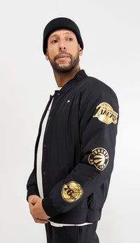 New Era NBA Foil Sleev Print Bomber Multi Black/ Gold