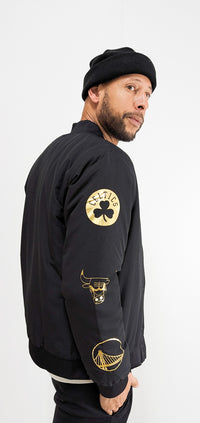 New Era NBA Foil Sleev Print Bomber Multi Black/ Gold