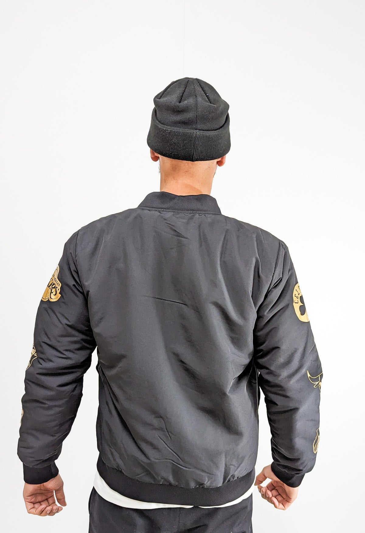 New Era NBA Foil Sleev Print Bomber Multi Black/ Gold