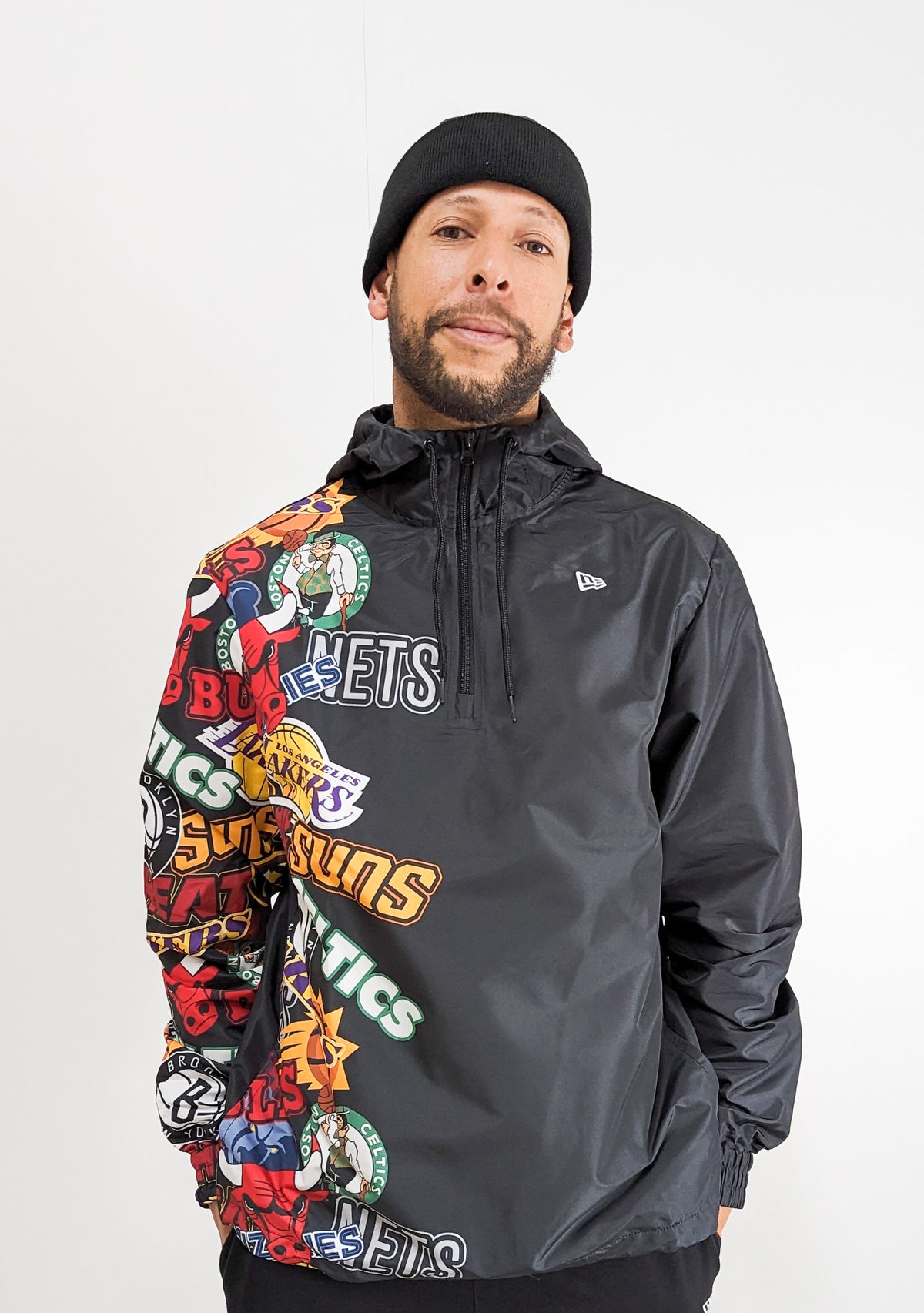 New Era Sticker Patch Windbreaker NBA All Teams Black