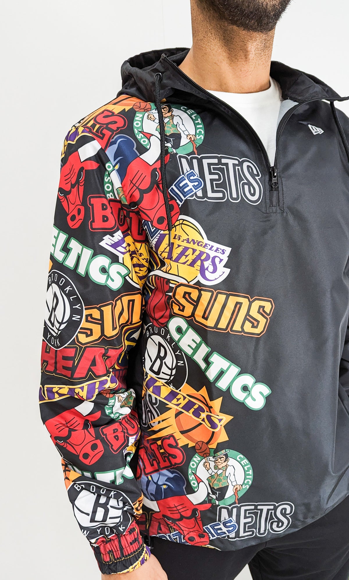 New Era Sticker Patch Windbreaker NBA All Teams Black