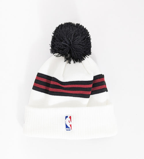 New Era NBA Pom Chicago Knit Beanie White Black Red