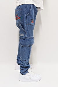 DADA Supreme Worker Slim Cargo Jeans Light Blue