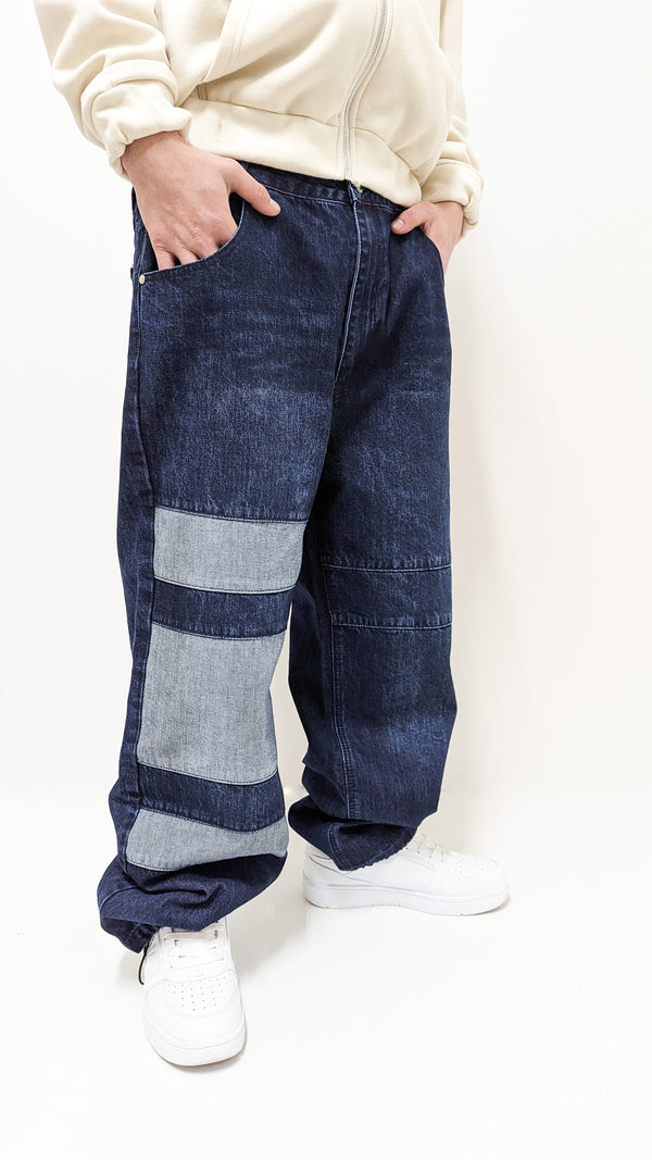 Dada Supreme Patches Baggy Jeans Dark Blue - Soulsideshop