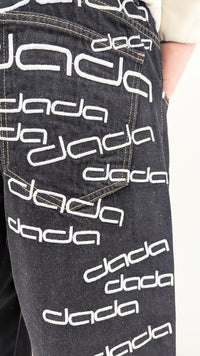 Dada Supreme Big Letters Embroidery Baggy Jeans Black - Soulsideshop