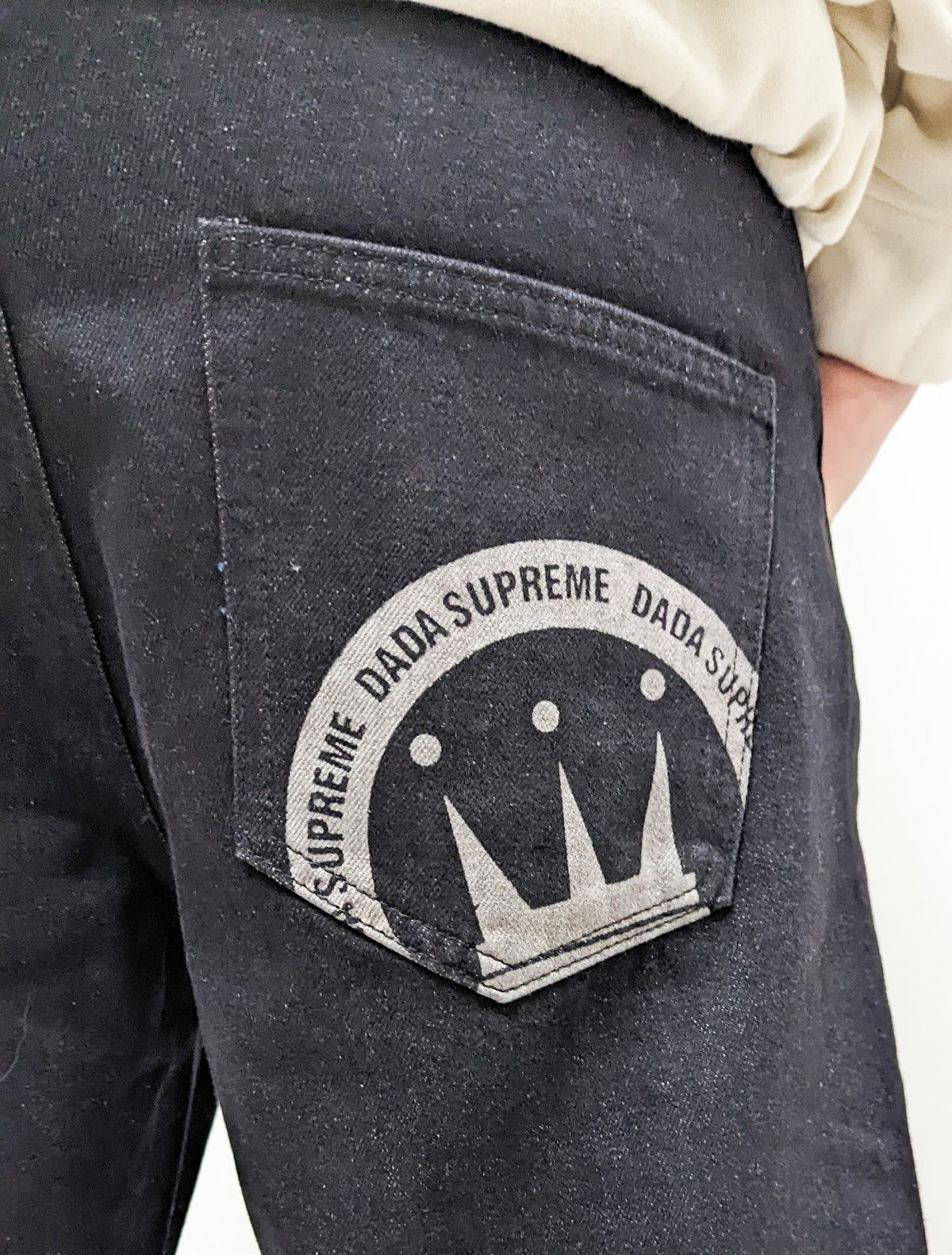 Dada Supreme Coin Crown Loose Fit Jeans Shorts Black - Soulsideshop