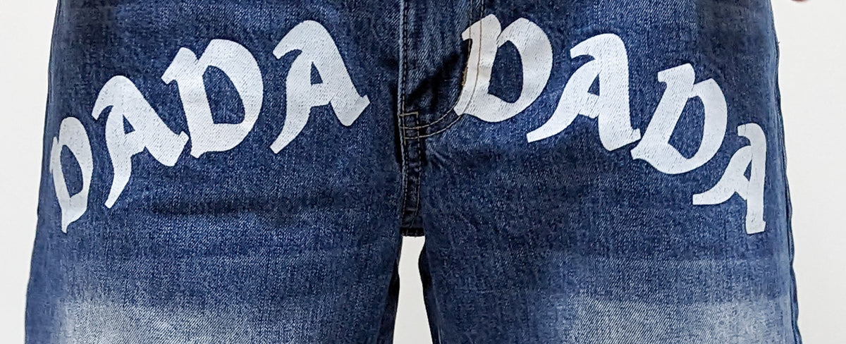 Dada Supreme Front Logo Loose Fit Jeans Shorts Destroyed Intense Blue Wash - Soulsideshop