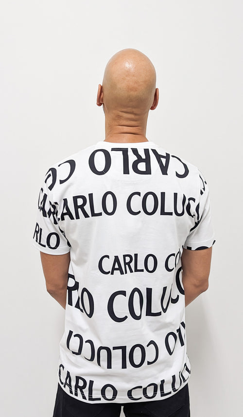 Carlo Colucci Allover Print T-Shirt White - Soulsideshop