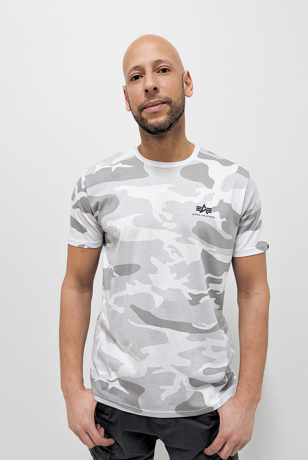 Alpha Industries Basic T-Shirt Small Logo White Camou - Soulsideshop