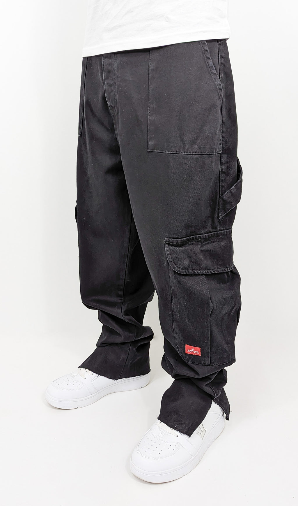 DADA Supreme Cut Off Cargo Baggy Jeans Black - Soulsideshop