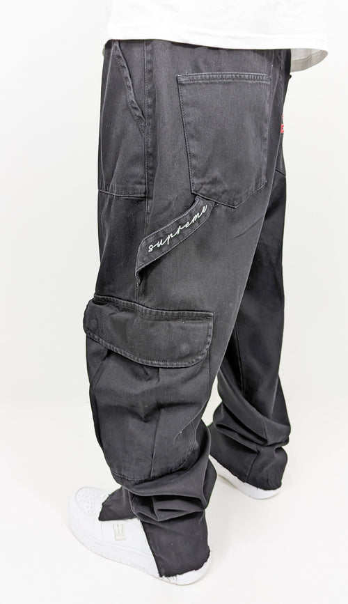 DADA Supreme Cut Off Cargo Baggy Jeans Black - Soulsideshop