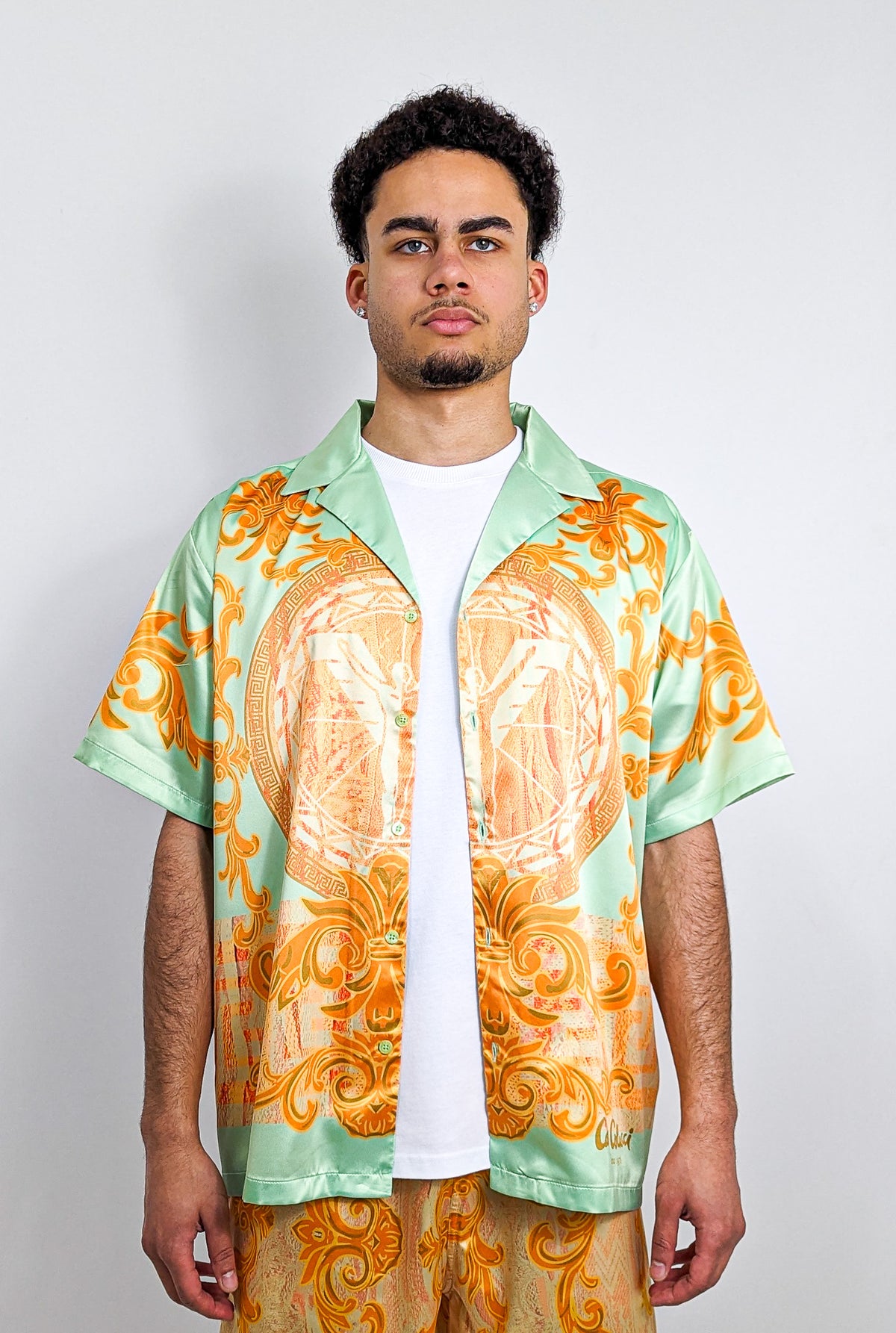 Carlo Colucci Design Shirt Green Yellow - Soulsideshop