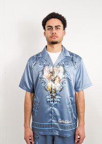 Carlo Colucci Satin Optik Shirt Blue - Soulsideshop