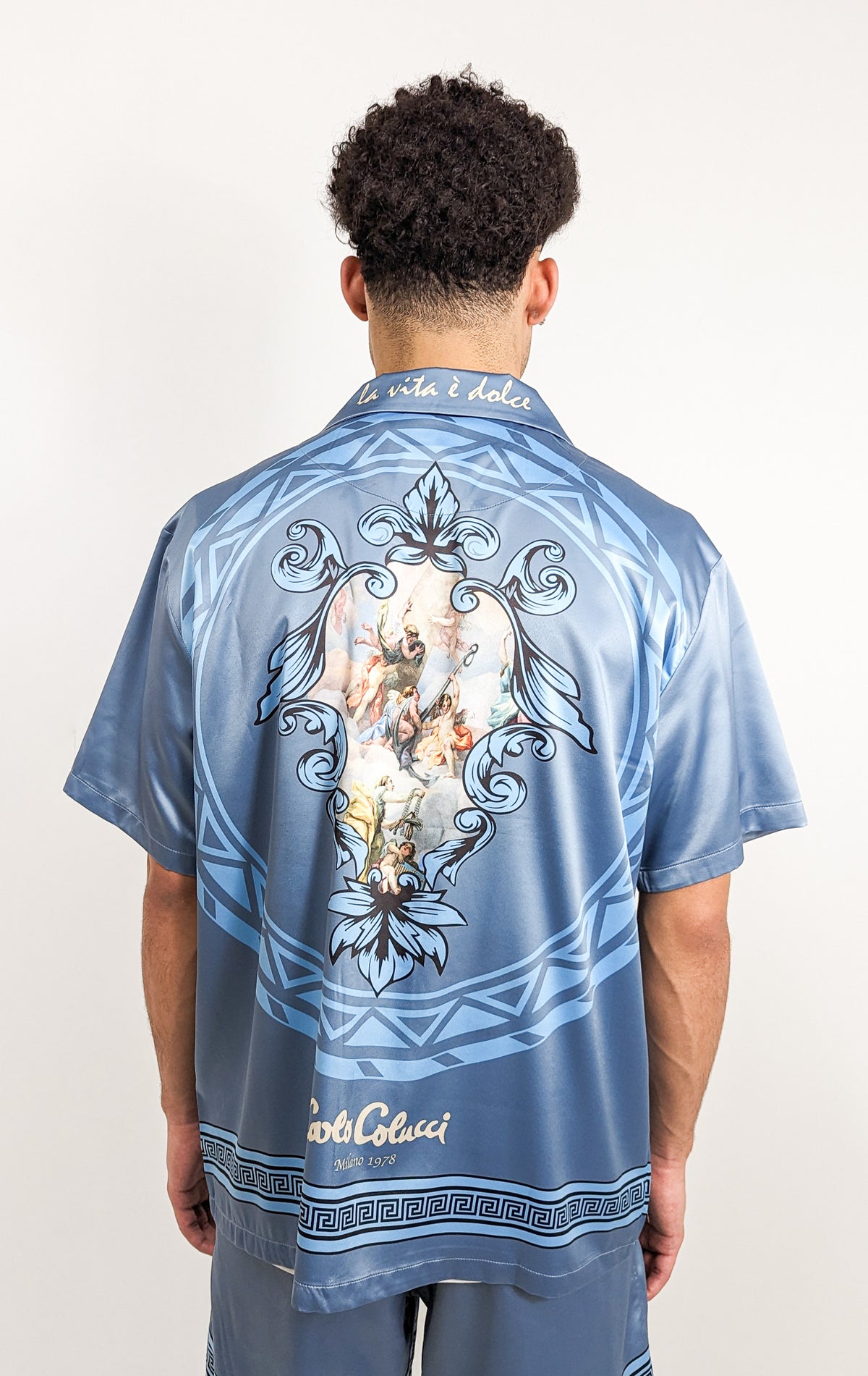 Carlo Colucci Satin Optik Shirt Blue - Soulsideshop