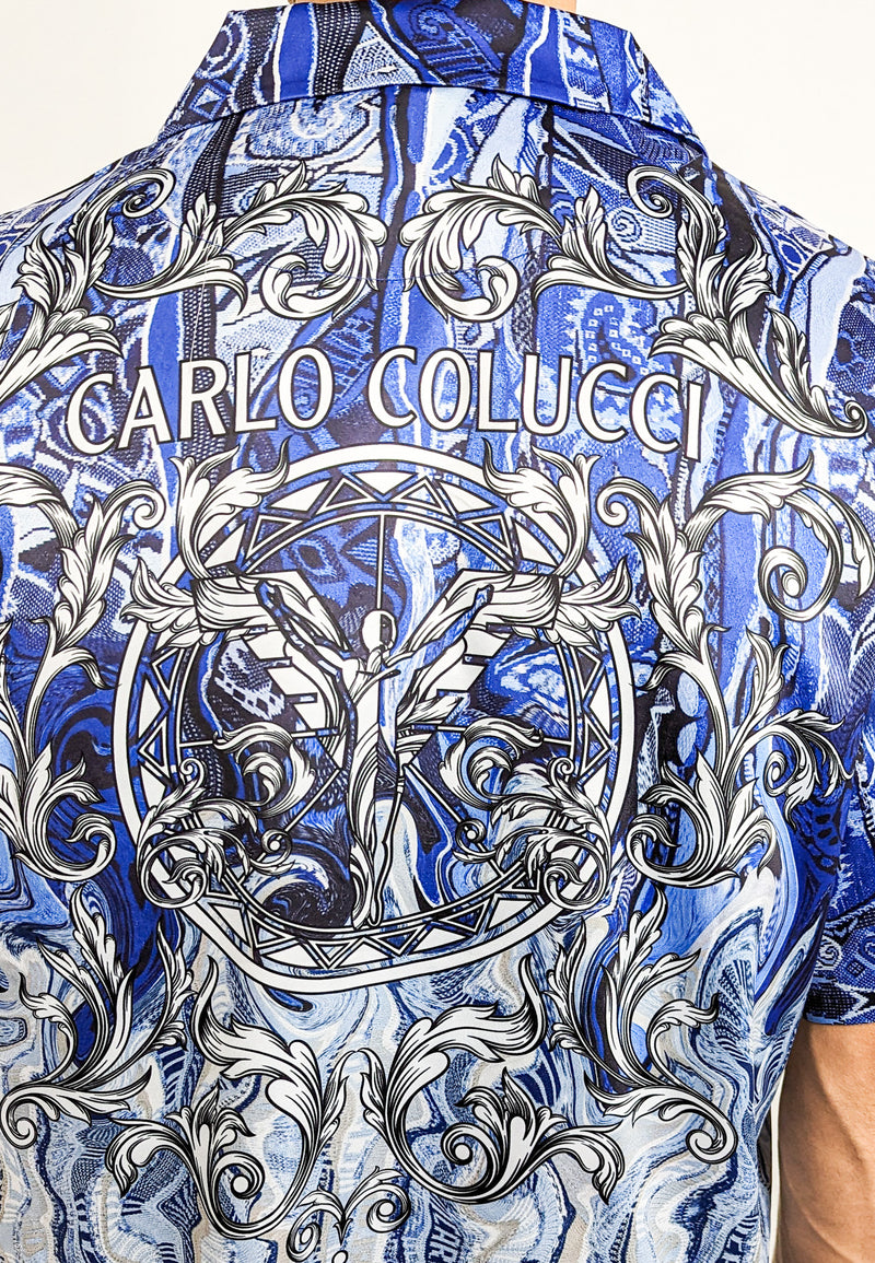 Carlo Colucci Oversize Hemd -Fusion- Blue