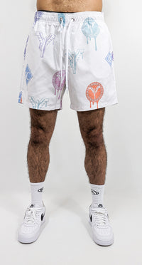 Carlo Colucci Logo Print Swim Shorts White - Soulsideshop
