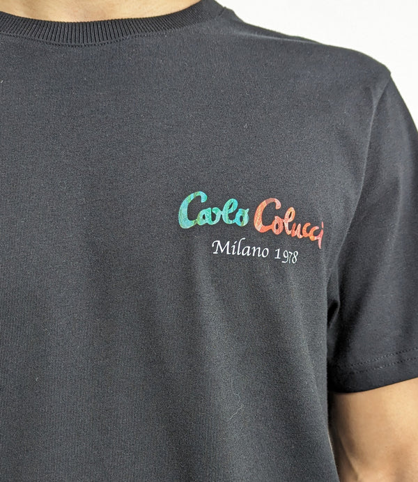 Carlo Colucci Milano Print T-Shirt Black - Soulsideshop