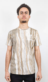 Carlo Colucci Allover Print T-Shirt Creme - Soulsideshop