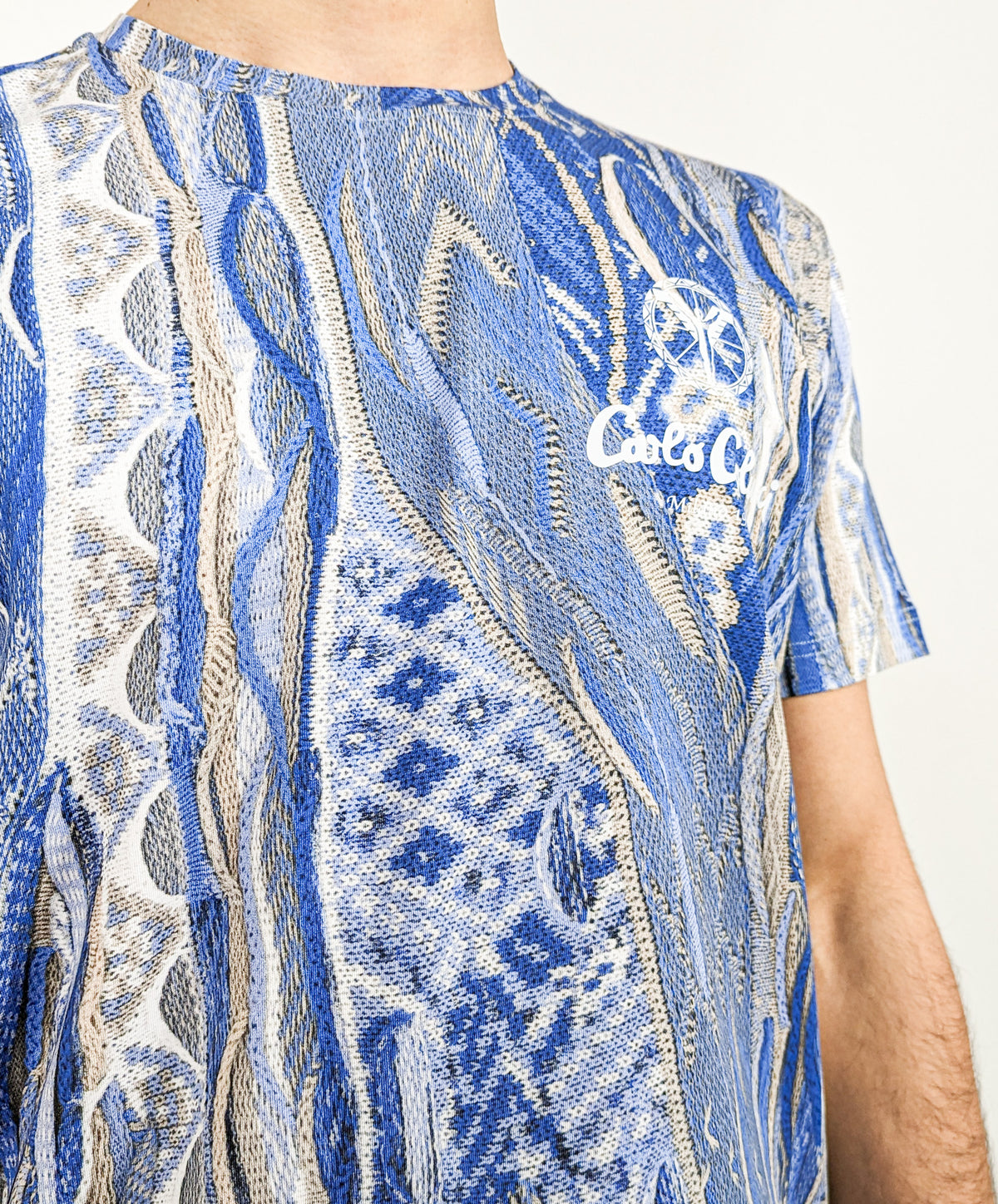 Carlo Colucci Allover Print T-Shirt Light Blue - Soulsideshop