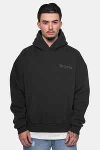 Dropsize Heavy Oversize Eagle Hoodie Washed Black