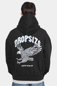 Dropsize Heavy Oversize Eagle Hoodie Washed Black