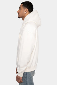 Dropsize Heavy Oversize Split Logo Hoodie Cream White